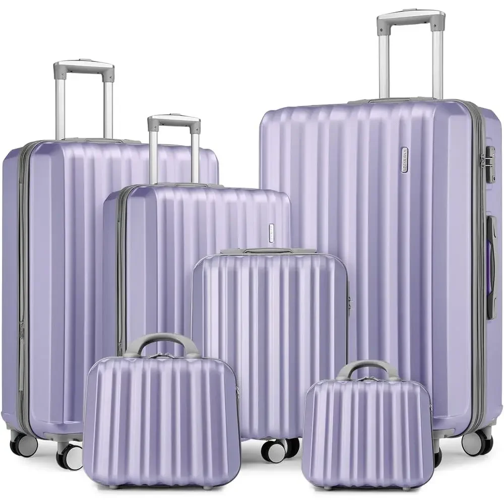 6-Piece Lavender Expandable Ha - Expandable Hard Shell Luggage Set recension och pris