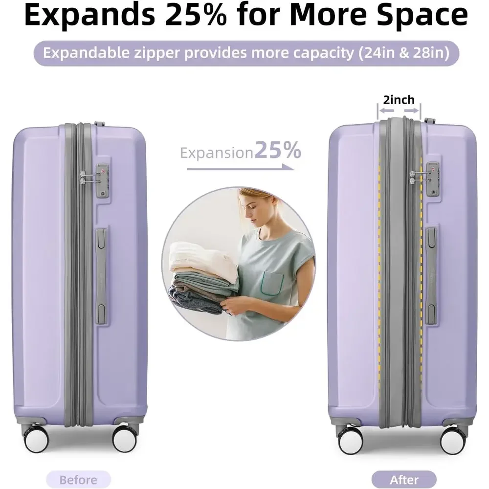 6-Piece Lavender Expandable Ha - Expandable Hard Shell Luggage Set recension och pris