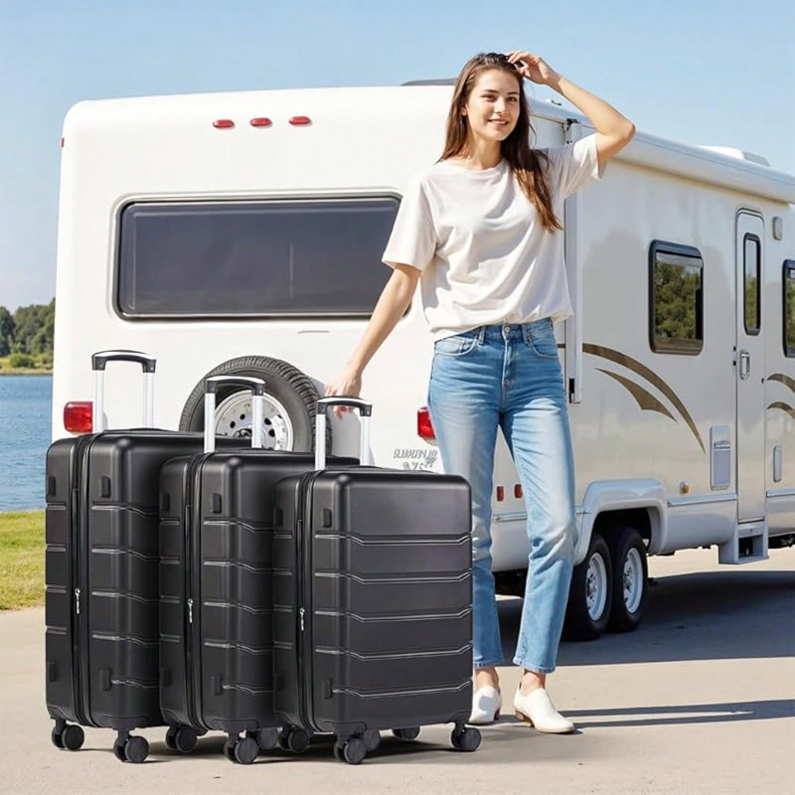3-Piece Luggage Sets, Hardside - Expandable Hard Shell Luggage Set recension och pris