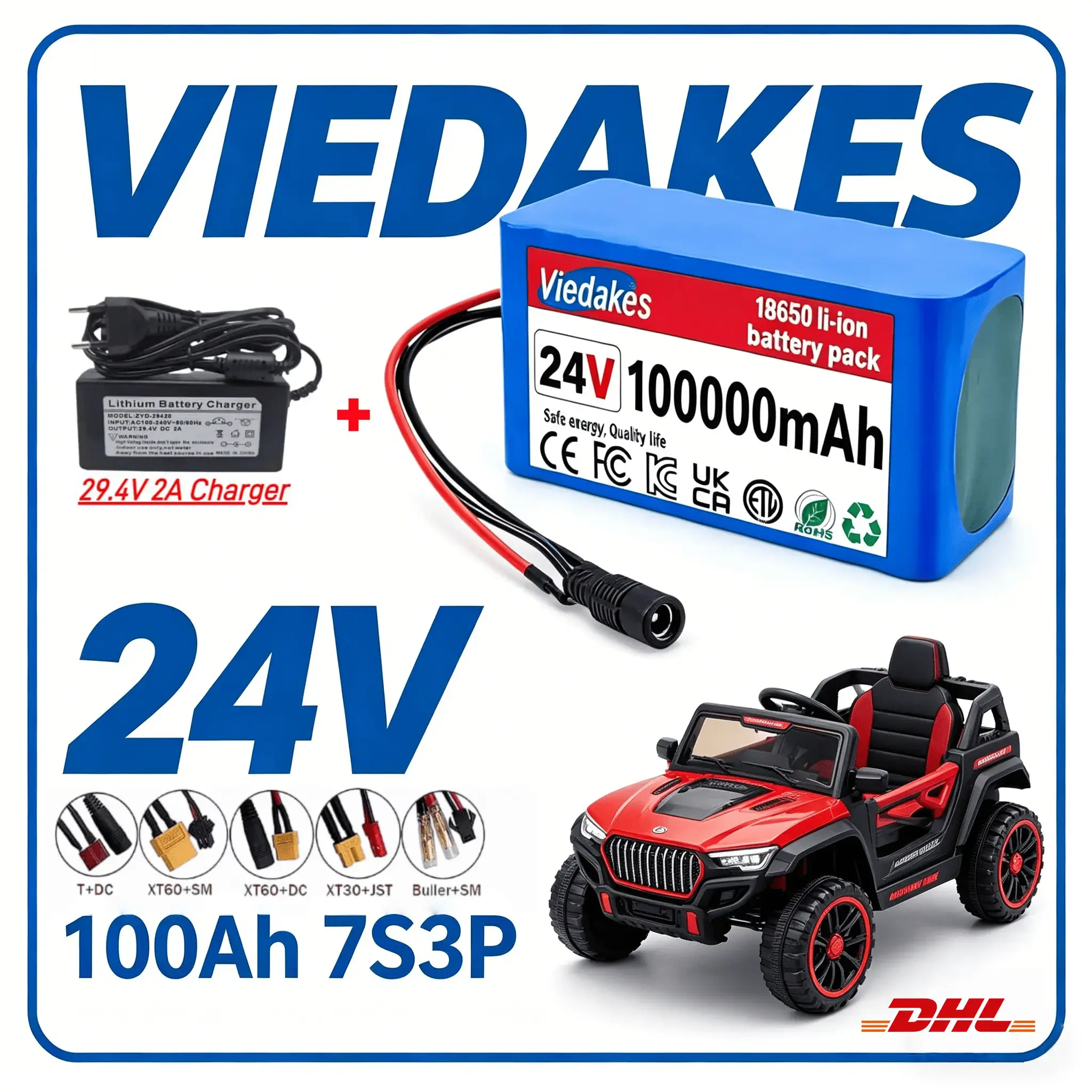 ✈️✈️VIEDAKES 24V 40Ah 7S3P Bat - Kids Ride On Suitcase Scooter recension och pris