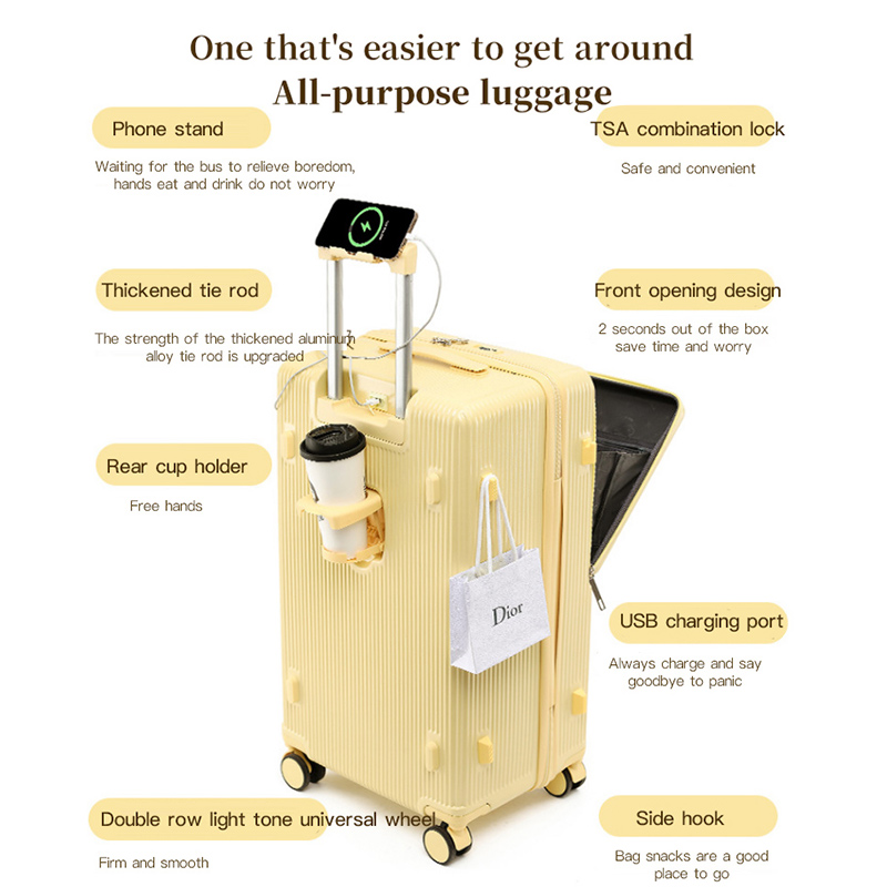 sushimu Suitcase Wide Handle T - Aluminum Frame Carry On Luggage recension och pris